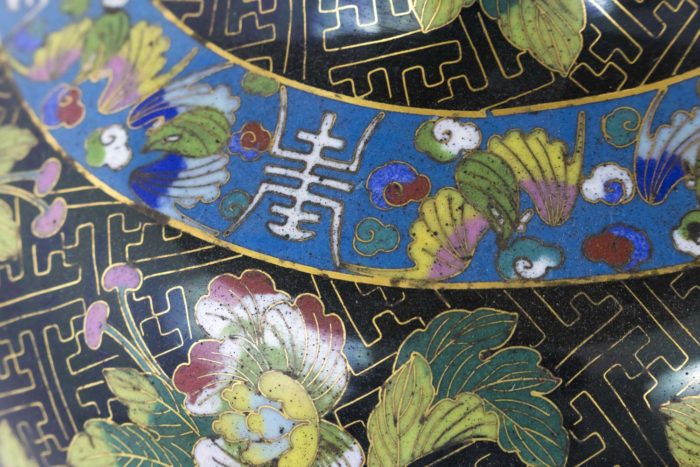 black cloisonné enamel lamps blue frieze