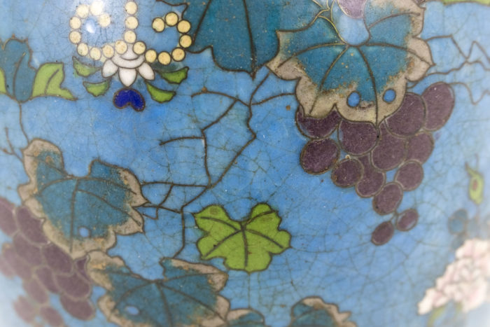 cloisonne enamel lamps leaves and grapes