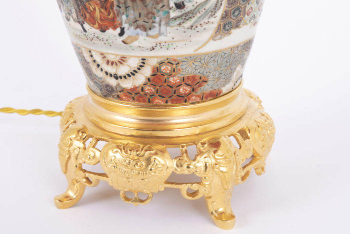 satsuma earthenware lamp gilt bronze base
