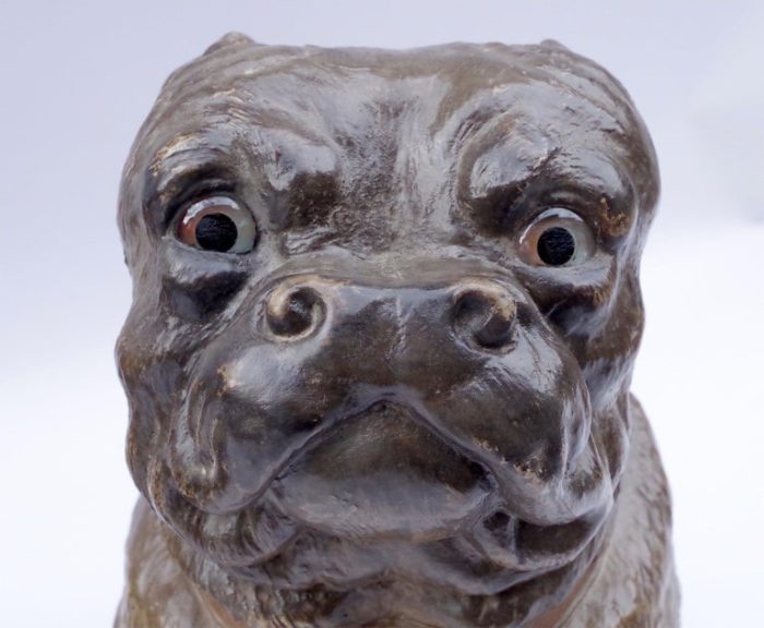 bulldog ceramic sculpture head