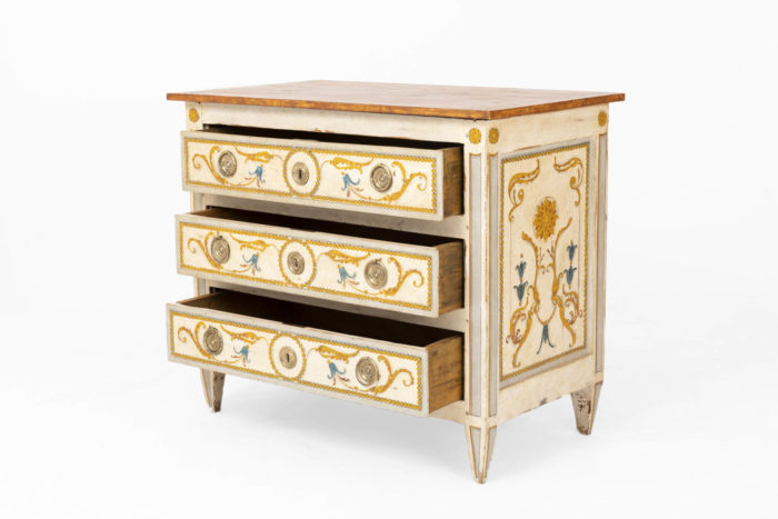 louis xvi painted wood commode drawers