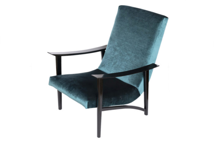 scandinavian armchair blue velvet side