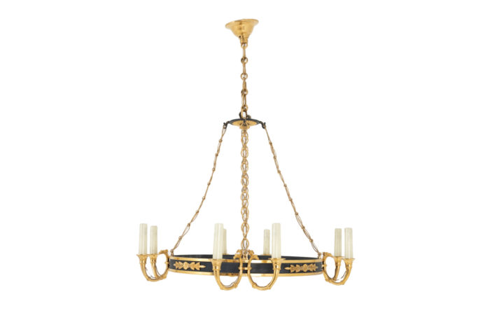 empire style chandelier gilt bronze lacquered steel