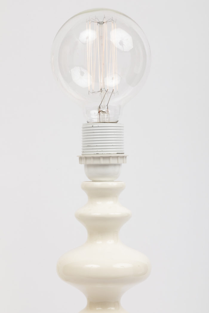 turned white lacquered wood lamps