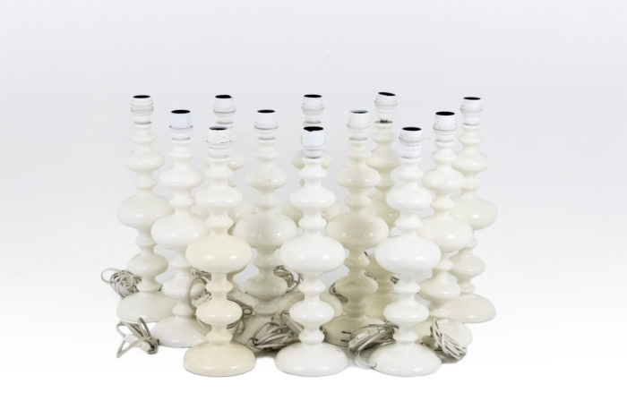 turned white lacquered wood lamps - the set