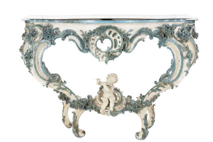 louis xv style console white and blue