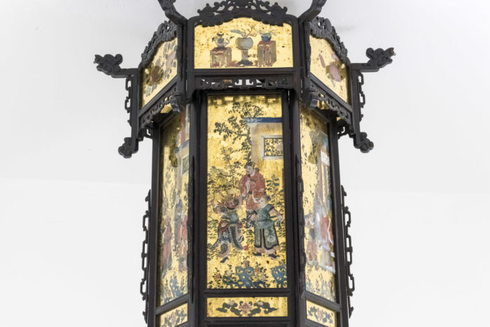 lanterne chinoise napoleon III détail faces verre églomisé 2