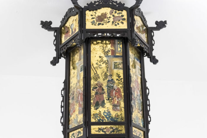 lanterne chinoise napoleon III détail faces verre églomisé
