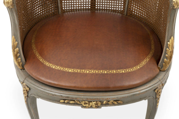 cane louis xv style bergeres leather seat