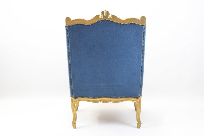 louis xv style wing bergeres blue velvet