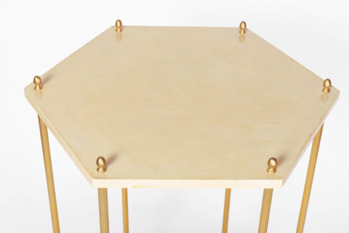 hexagonal cream lacquered end tables top