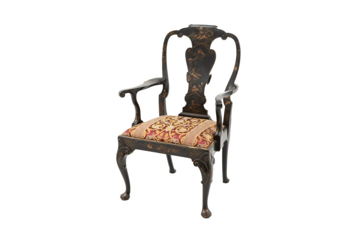 fauteuil chippendale laque noir chinoisant