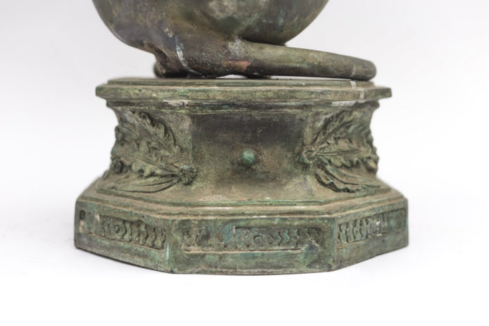 greyhound pedestal table bronze base