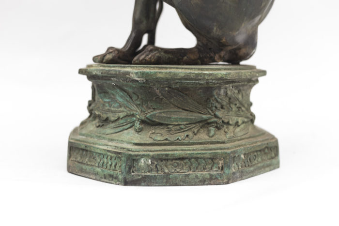 guéridon lévrier bronze base octogonale