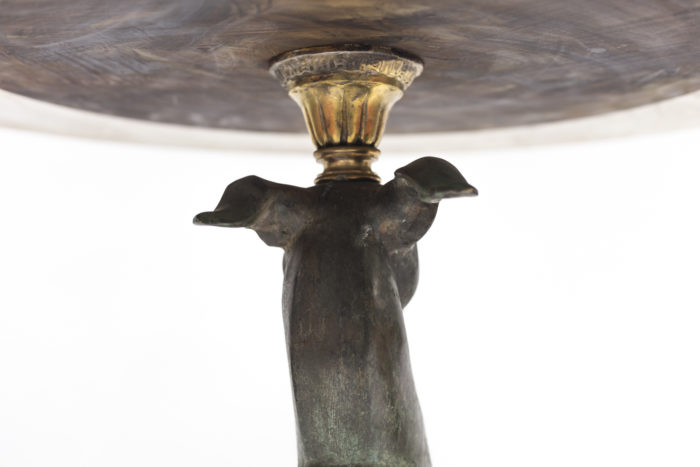 greyhound pedestal table patinated bronze head