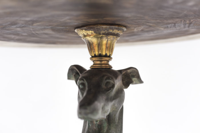 greyhound pedestal table bronze dog head