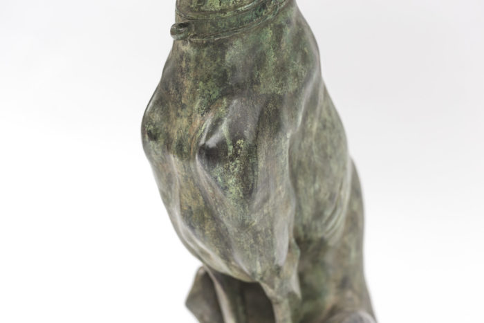 greyhound pedestal table chest bronze