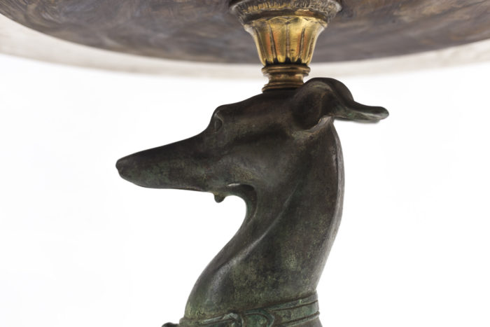 greyhound pedestal table head side