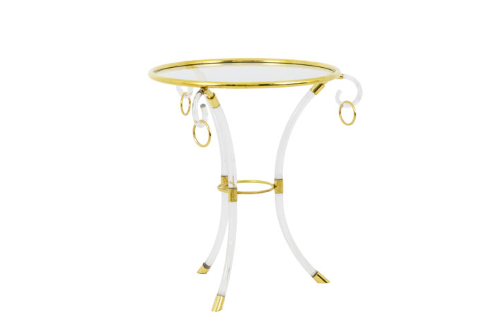 hollis jones pedestal table lucite gilt brass