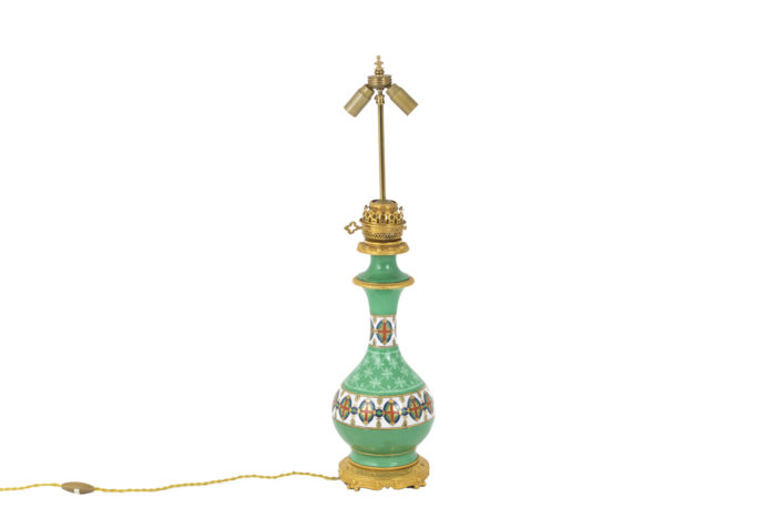 green paris porcelain lamps gilt bronze