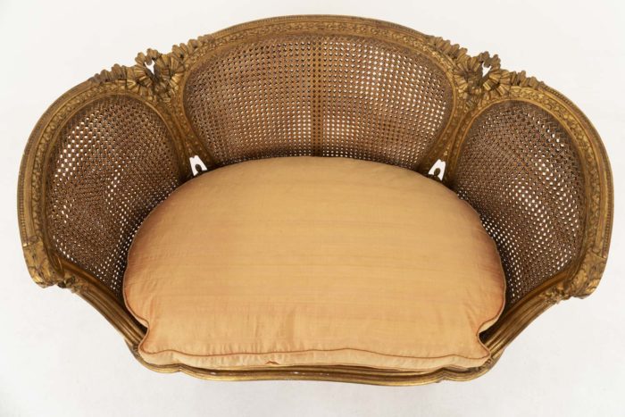louis xvi style cane sofa gilt wood cushion