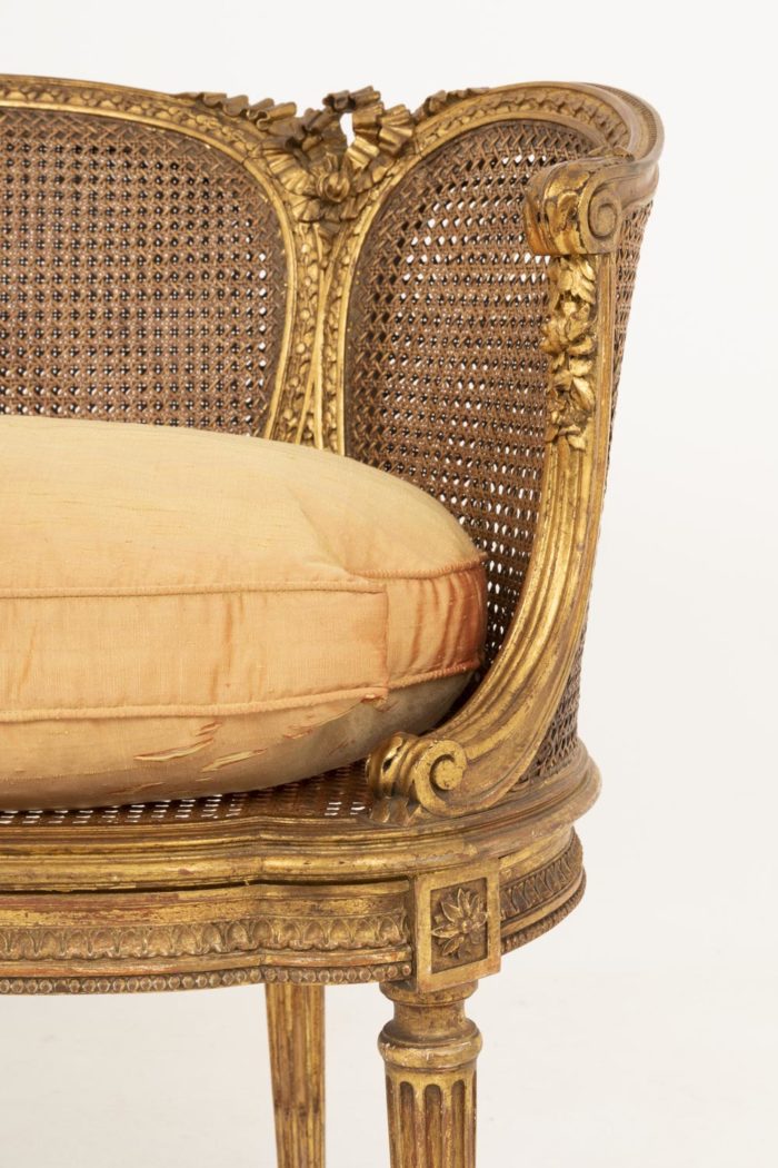 canapé style louis xvi bois doré canné cote