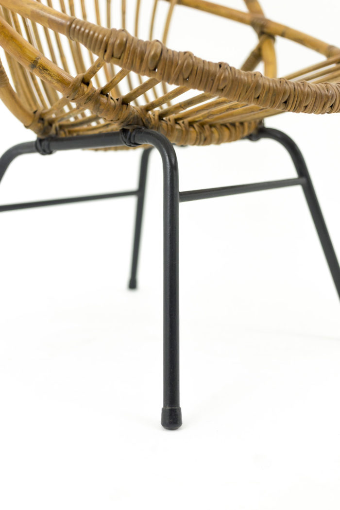 shell wicker sticks armchairs tubular black metal