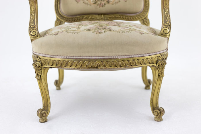 fauteuil style transition bois doré bas
