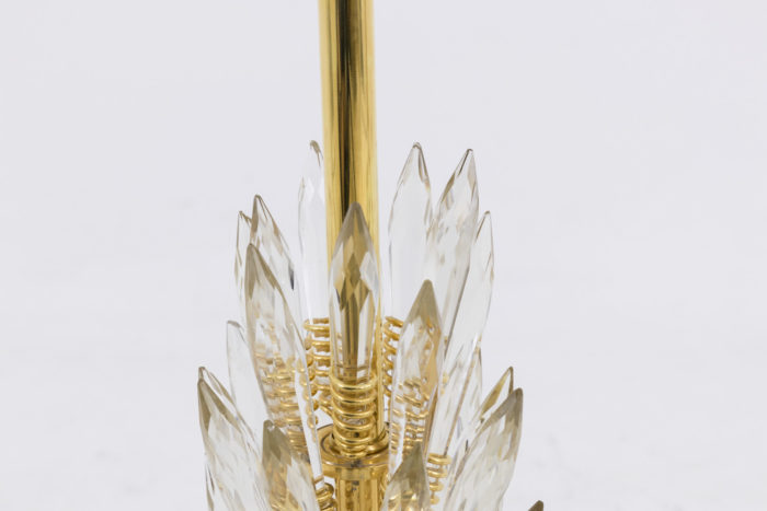 lampe laiton doré cristaux verre detail