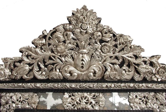 regence style mirror embossed brass pediment
