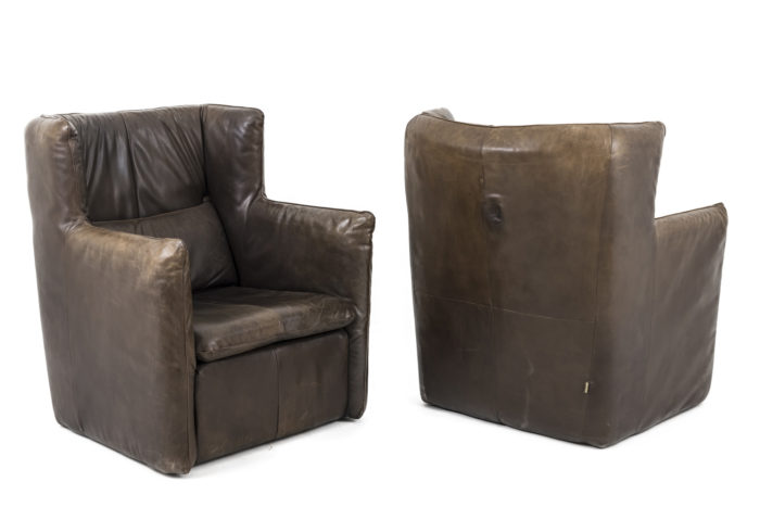 paire fauteuil cuir montis face dos