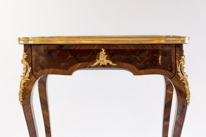 louis xv style small table marquetry apron