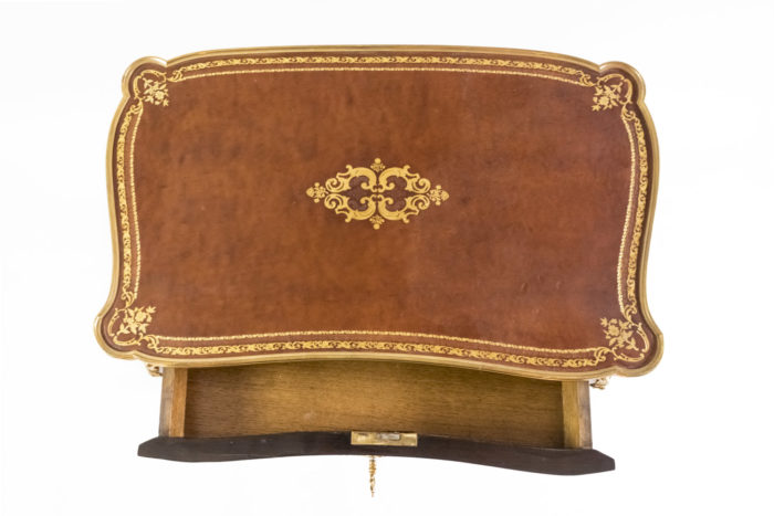 louis xv style small table leather tray gilt