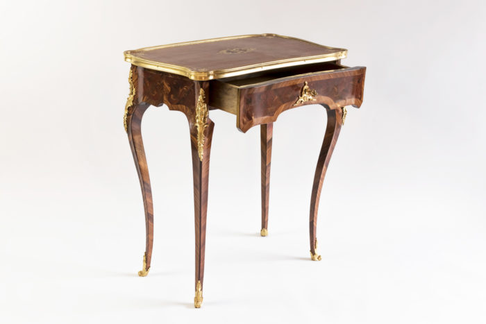 louis xv style small table opened drawer
