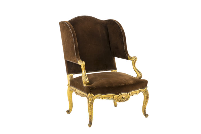 louis xvi style wing chair gilt wood