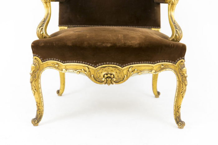 fauteuil style louis xvi a oreilles bois doré bas