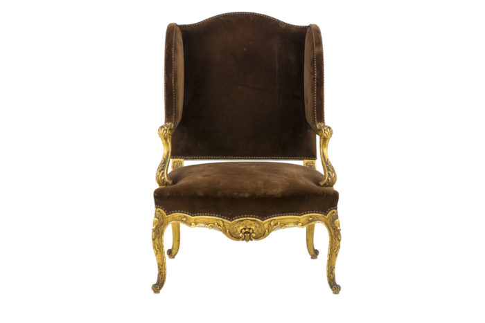 louis xvi style wing chair gilt wood