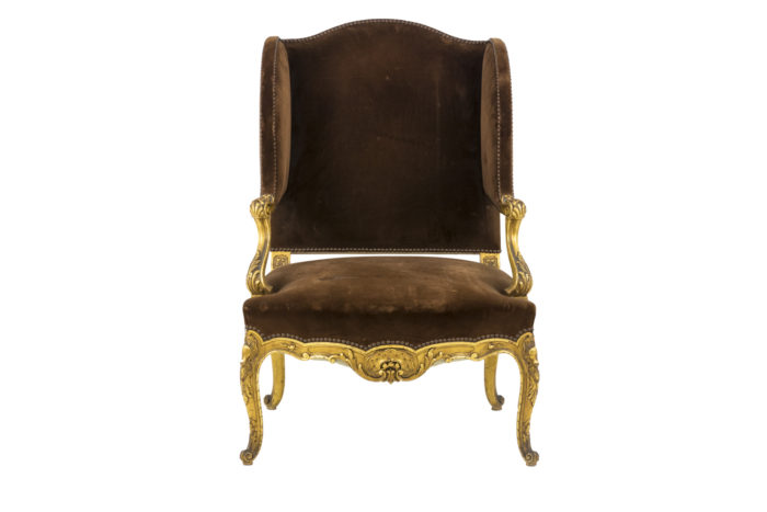 fauteuil style louis xvi a oreilles bois doré face pcple