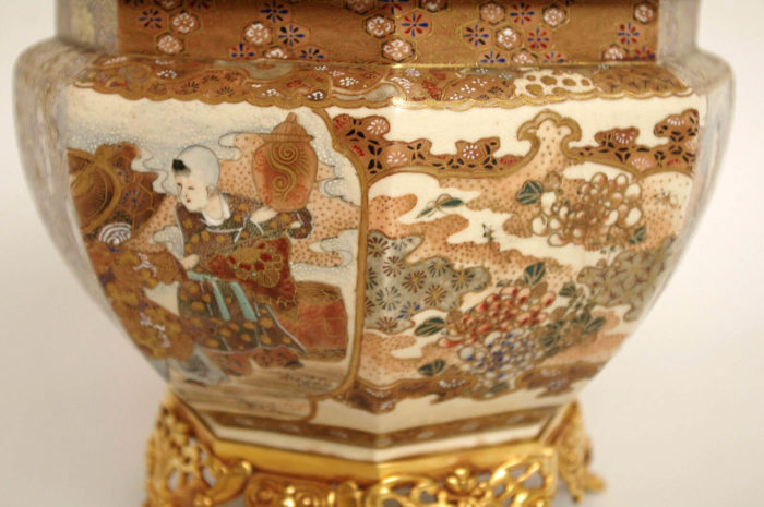 satsuma ware planter polychrome decor