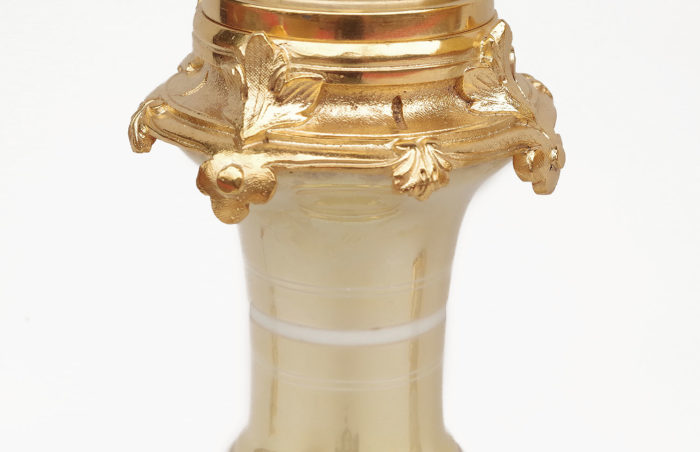 iridescent porcelain lamps gilt bronze mount