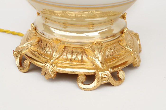 iridescent porcelain lamps gilt bronze mount