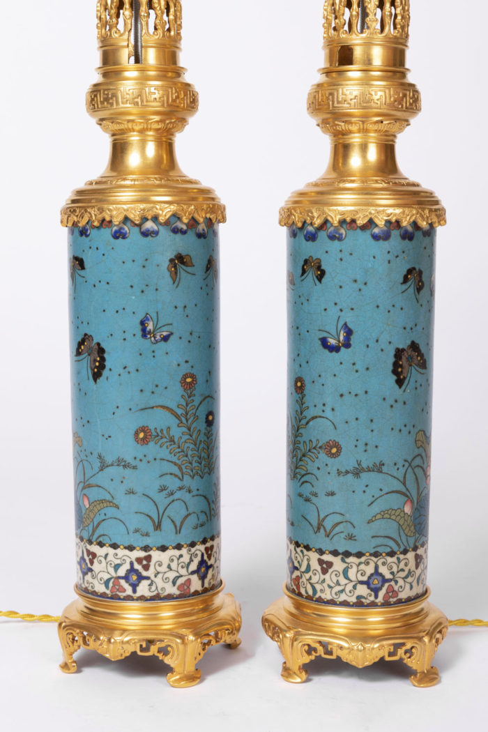 lampes rouleaux émaux cloisonnés