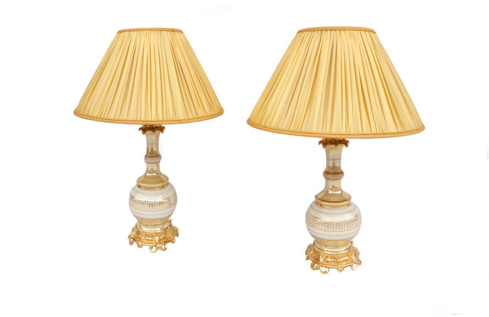 lamps porcelain iridescent cream gilt