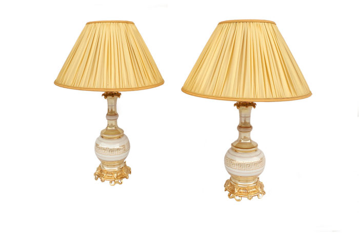 paire lampes porcelaine irisée creme or pcple