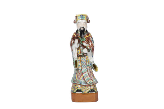 sculpture chinese dignitary earthenware polychrome