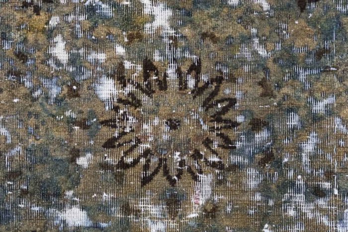 tapis persan rond travail contemporain unique detail fleur