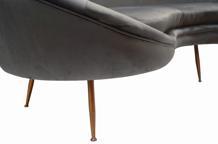 sofa bean grey velvet feet gilt metal