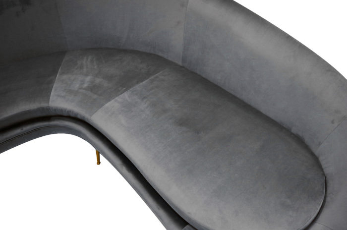 sofa bean grey velvet seat