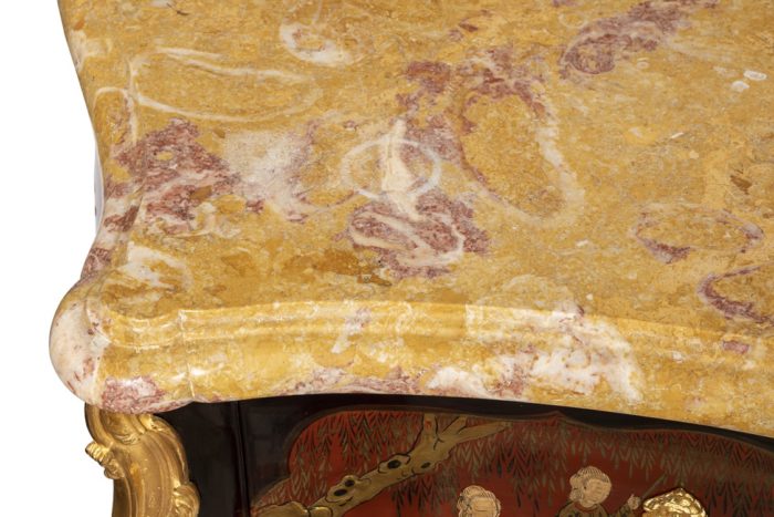 louis xv style commode lacquer yellow jura brocatelle marble