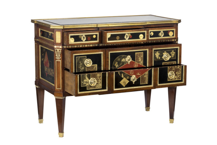 louis xvi style commode lacquer decor opened drawers